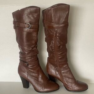 Brown Leather Knee-High Boots